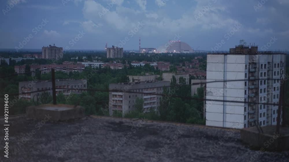 Evening time lapse from Pripyat near Chernobyl Nuclear Power Plant. High quality 4k footage Evening time lapse from Pripyat near Chernobyl Nuclear Power Plant. High quality 4k footage