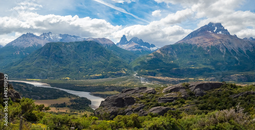 Stunning Cerro Castillo (Castle Hill) along the mythical carretera Austral (Southern Way), Chile's Route 7. It runs through forests, fjords, glaciers, canals and steep mountains in rural Patagonia photo