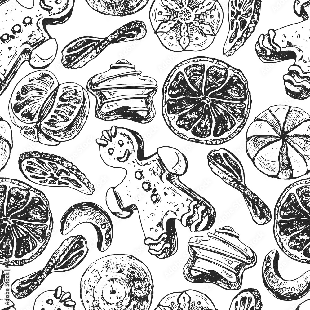 Obraz premium christmas sweets, seamless pattern, graphics