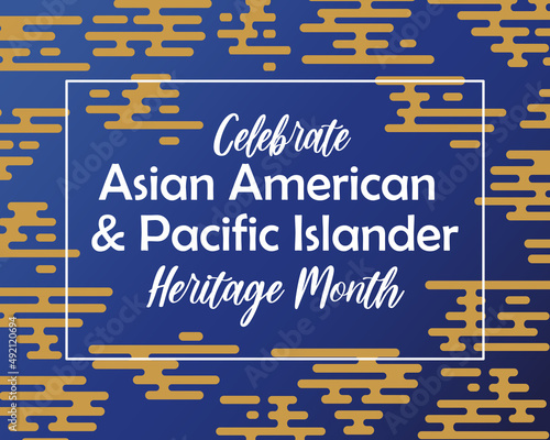 Asian American, Pacific Islander Heritage month - celebration in USA. Vector banner with abstract traditional geometric oriental minimalist cloud symbols