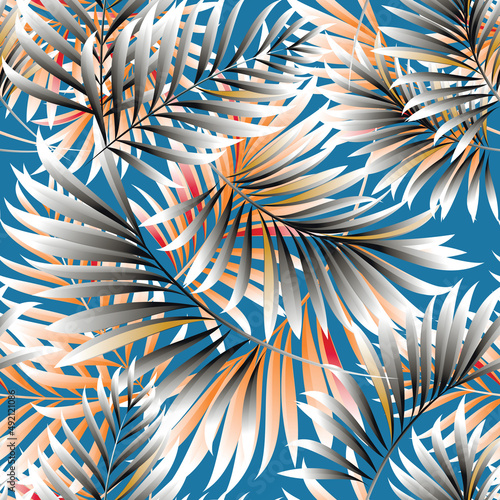 Цветы. Бесшовный узор с декоративными стилизованными цветущими цветами. обратное изображение. © podtin