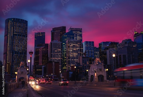City Traffic In Downtown Calgary At Sunrise © Lisa