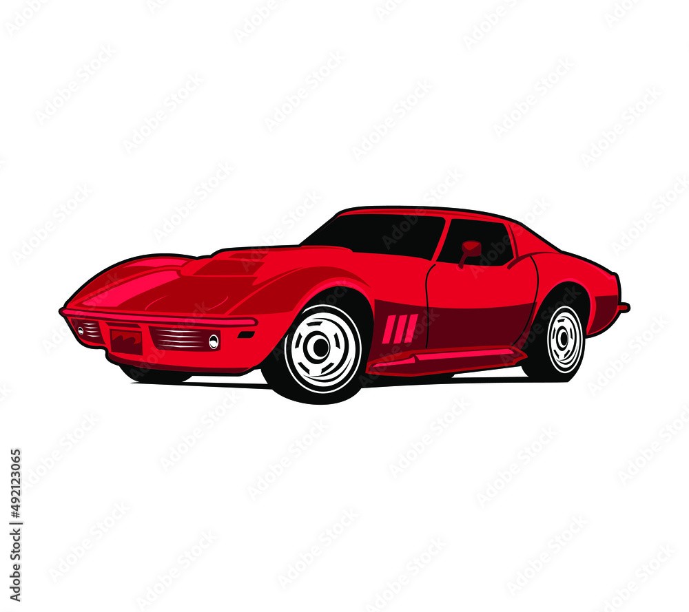 Obraz premium isolated american muscle car illustration vector 