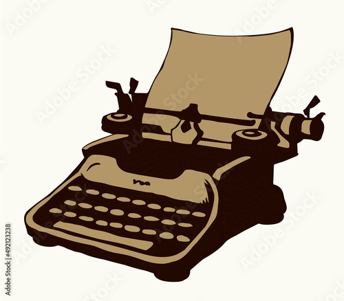 Vintage typewriter. Vector drawing icon