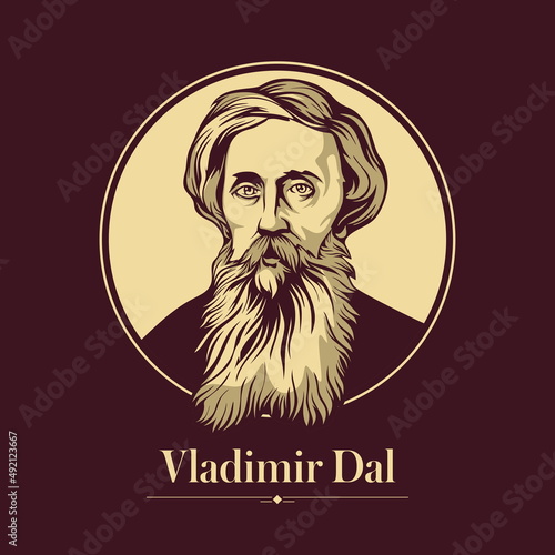 Vector portrait of a Russian writer. Vladimir Dal was a noted Russian-language lexicographer, polyglot, Turkologist, and founding member of the Russian Geographical Society.