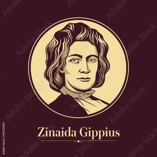 Vector portrait of a Russian writer. Zinaida Gippius was a Russian poet, playwright, novelist, editor and religious thinker, one of the major figures in Russian symbolism.