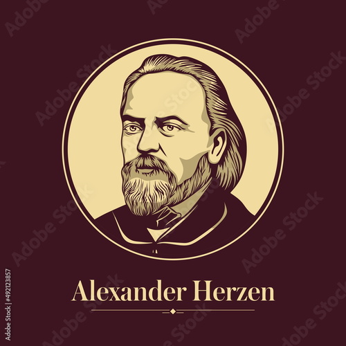 Vector portrait of a Russian writer. Alexander Herzen was a Russian writer and thinker known as the "father of Russian socialism" and one of the main fathers of agrarian populism.