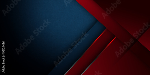 Fotografie Elegant navy blue background with red overlap layer