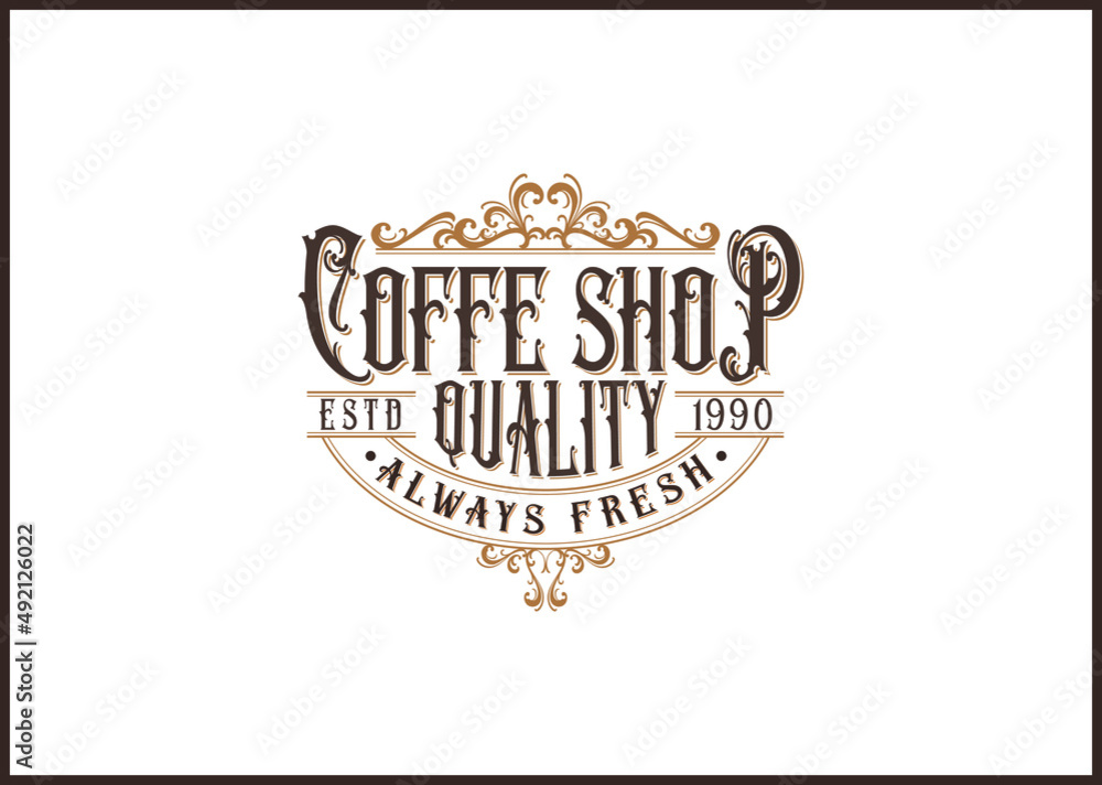Obraz premium Coffee logo grinde retro vintage vector illustration on white background.