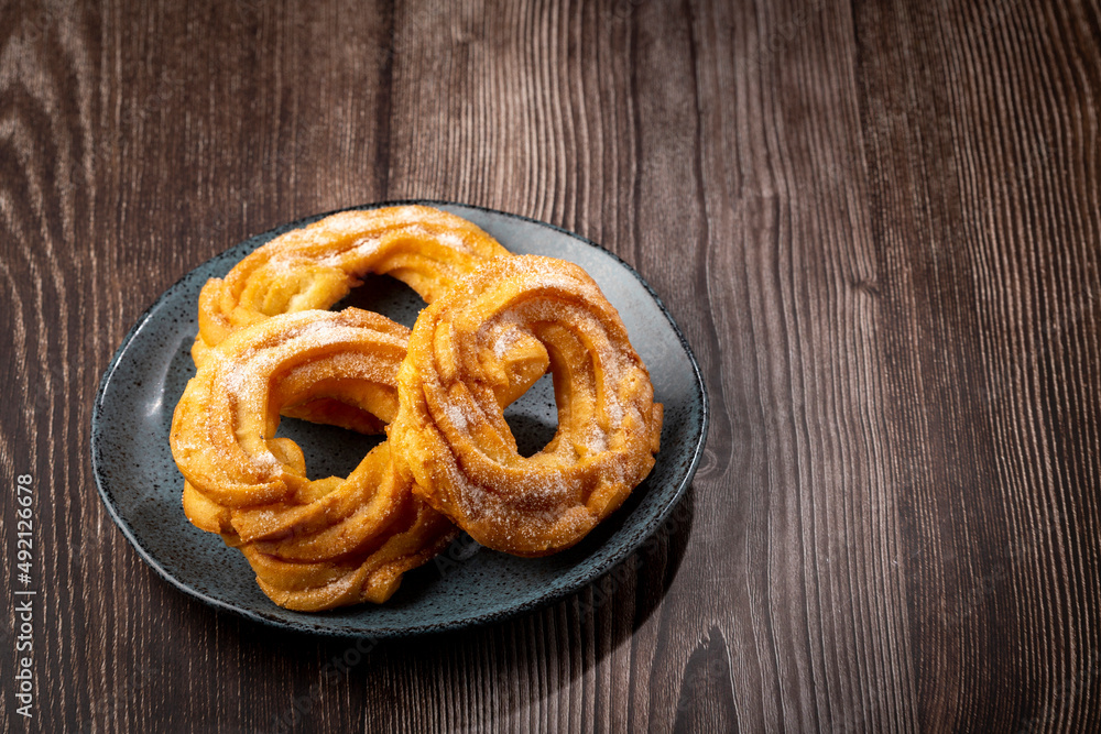 Sugared donuts on the table. Brazilian donuts. Sugared donuts on the table. Brazilian donuts.