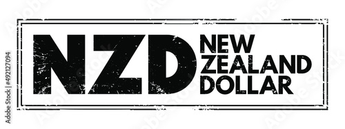 NZD - New Zealand Dollar acronym text stamp, concept background