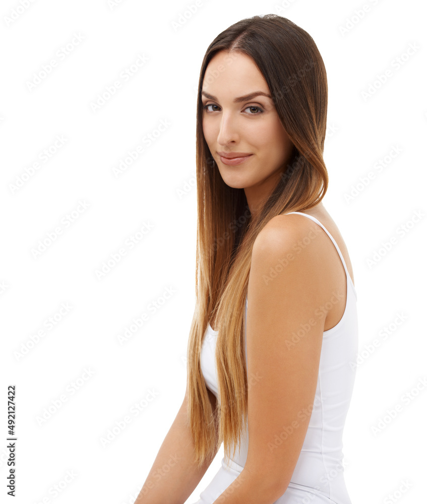 Her natural beauty is unmatched. A gorgeous brunette with smooth skin and long luxuriant hair isolated on a white background. Her natural beauty is unmatched. A gorgeous brunette with smooth skin and long luxuriant hair isolated on a white background.