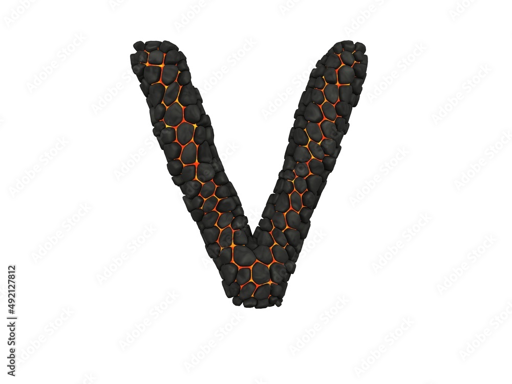 Lava Rock Themed Font Letter V Lava Rock Themed Font Letter V