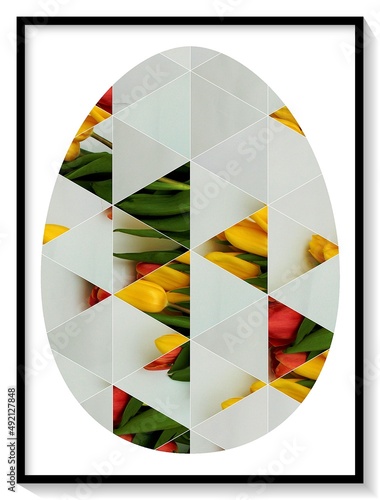 Grafika Jajko Wielkanocne Pisanka Kalejdoskop z kwiatami © adam chojecki