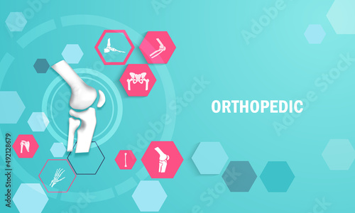 Technology for treatment of knee bone. Abstract traumatology and orthopedics. Medical science in the hospital for body joints.