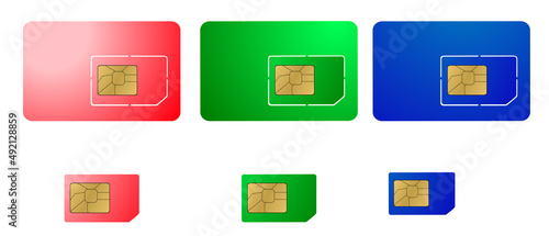 Simple Vector Shinning 3 Sim Card, Red Green and Blue