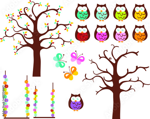 Owls on swings