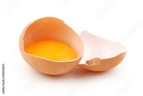 broken egg isolated on white