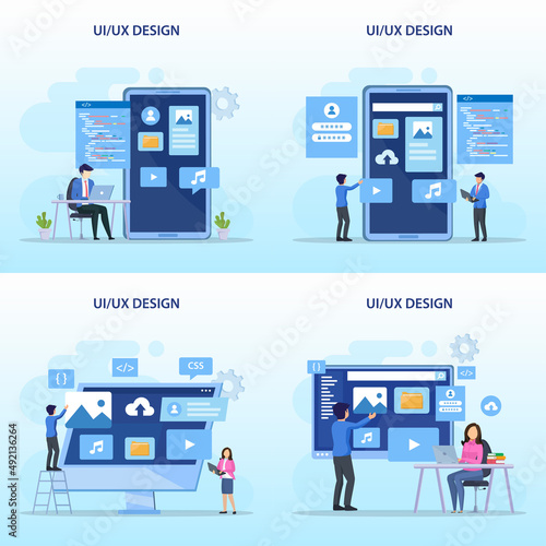 UI UX design concept, Creating an application design, content and text place, Vector illustration	