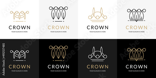 Logo crown, scissors, barber, salon, icon