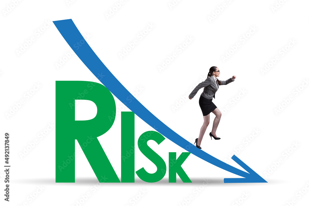 Risk reduction and mitigation concept with businesswoman Risk reduction and mitigation concept with businesswoman