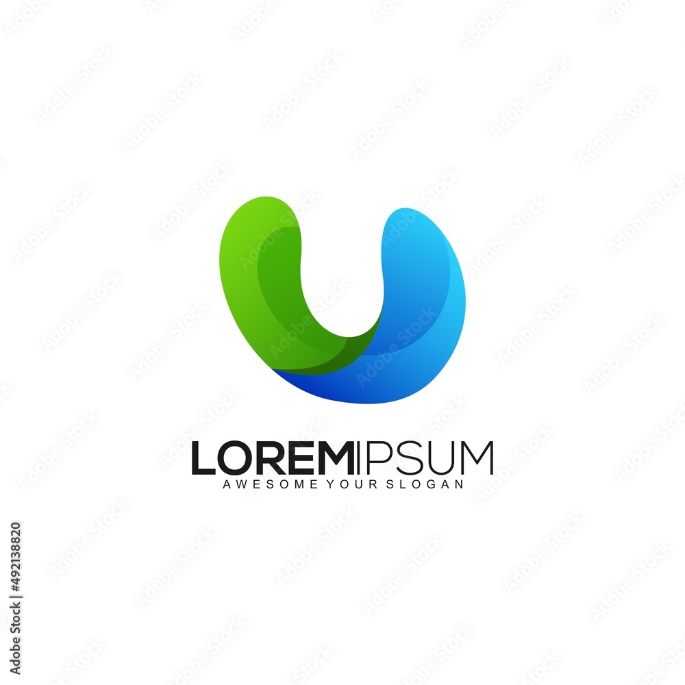 Fototapeta premium Letter U modern gradient color logo