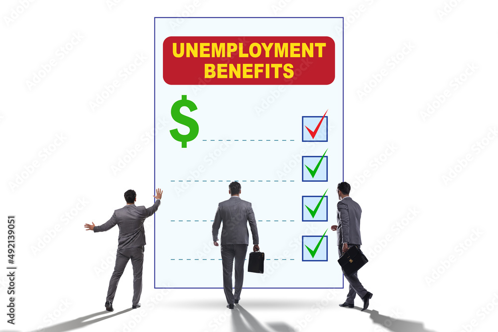 Concept with unemployment benefit form application Concept with unemployment benefit form application