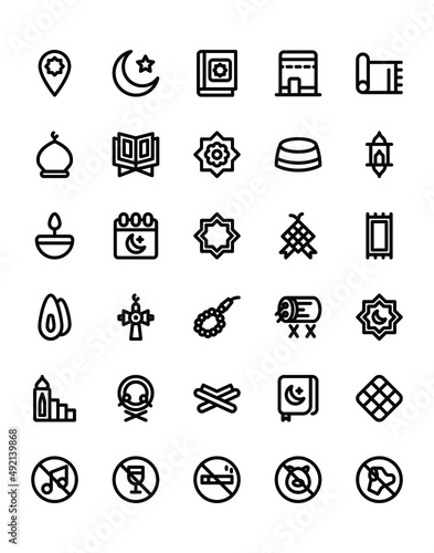 Muslim Icon Set 30 isolated on white background