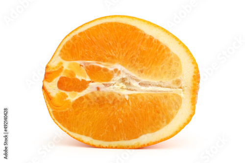 Whole orange fruit and segments or cantles isolated on white background cutout