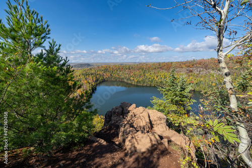 Bean and Bear Lake overlook - during fall in Minnesota