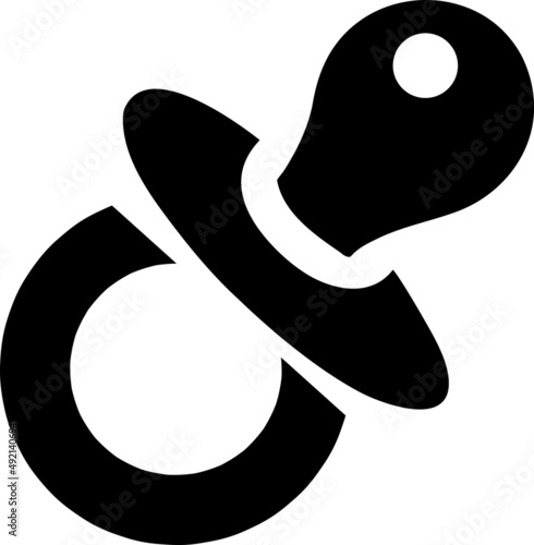 Baby dummy black vector icon. Pacifier or nipple symbol..eps