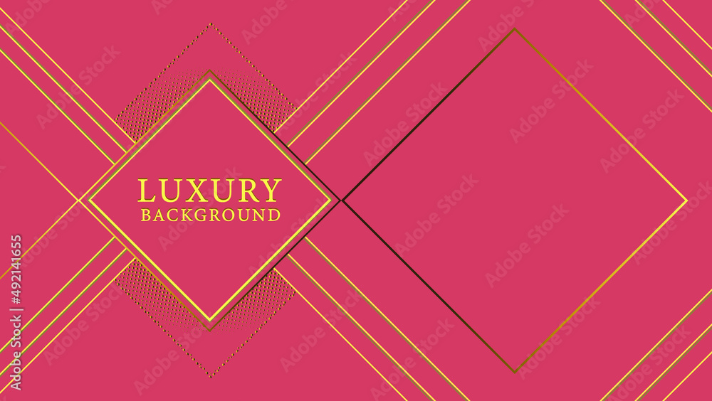 Pink background with luxury glitter gold square outline, realistic. vector illustration suitable for banners, posters, webinars