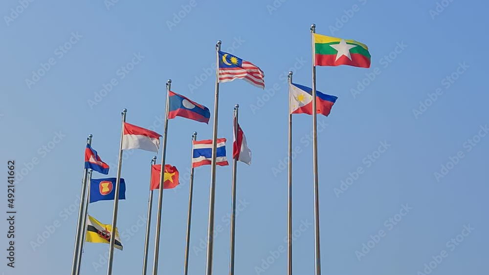 National flag of Association of Southeast Asian Nations (or ASEAN) regional intergovernmental organization