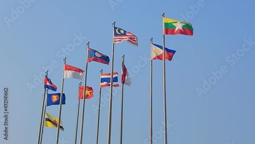 National flag of Association of Southeast Asian Nations (or ASEAN) regional intergovernmental organization