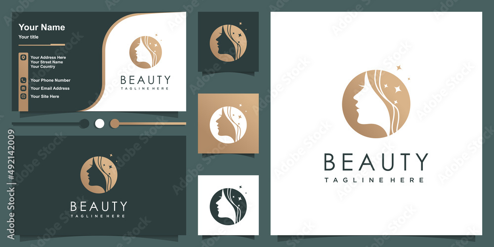 Naklejka premium Beauty logo design for woman Premium Vector