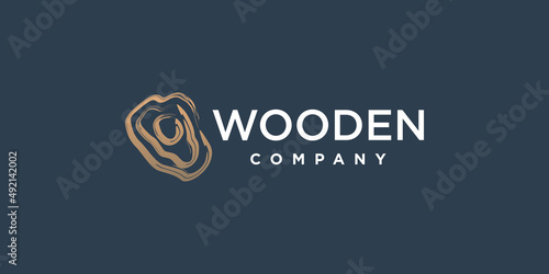 Wood logo design with modern abstract concept Premium Vector