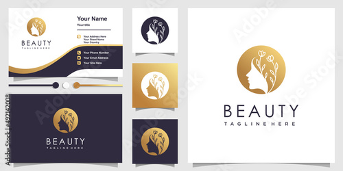 Beauty logo design for woman Premium Vector