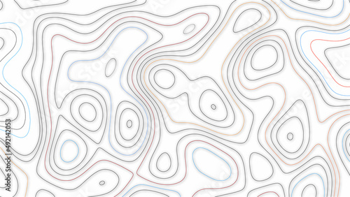 topographic map lines on white background imaginary landscape