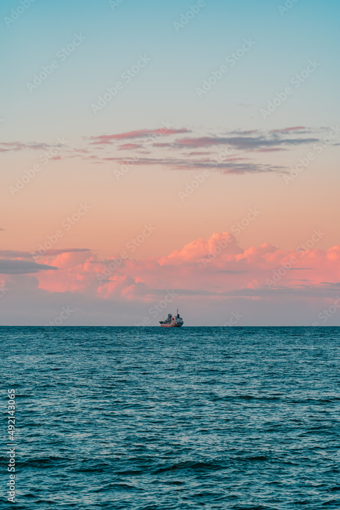 Ship in the sunset