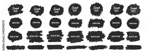 Collection of grunge brushstrokes set hand drawn vector new photo