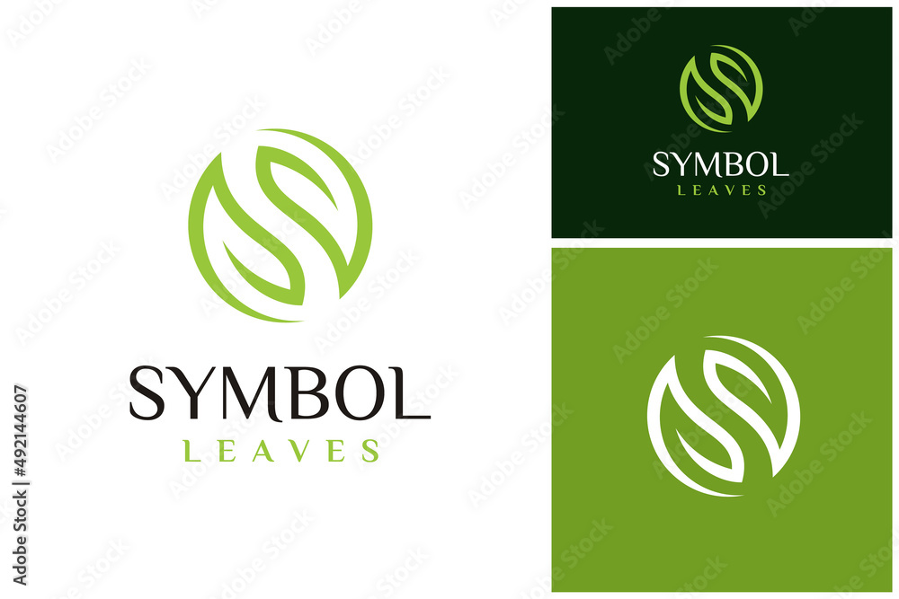 Green Leaves Letter S Yin Yang for Nature Plant Garden Vegan Organic logo design Green Leaves Letter S Yin Yang for Nature Plant Garden Vegan Organic logo design