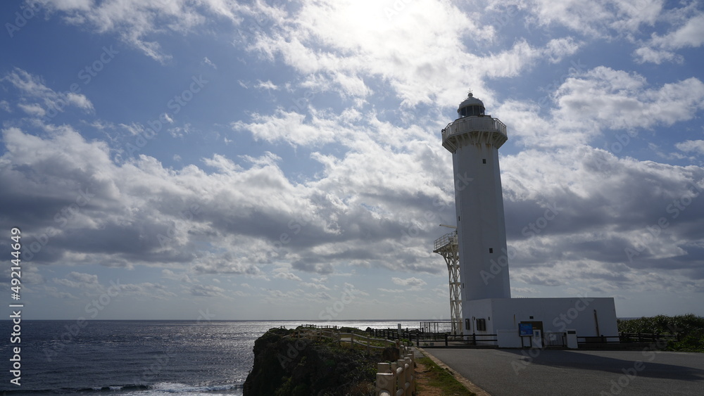 lighthouse on the coast   in miyakojima city