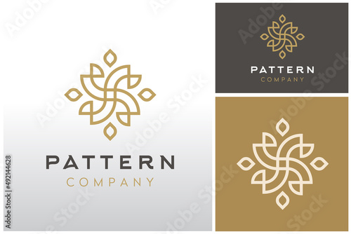Simple Golden Beauty Floral Flower Pattern Motif Elegant Luxury Gold logo design