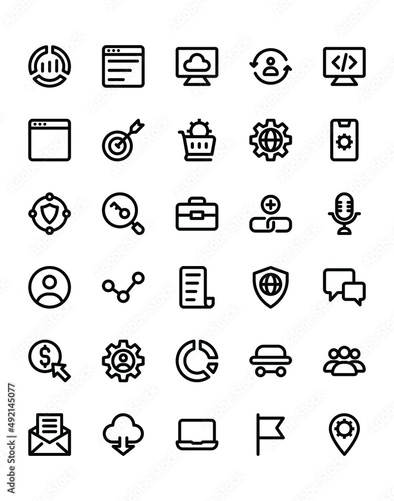 Fototapeta premium Seo Icon Set 30 isolated on white background