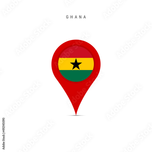 Free Download Teardrop map marker with flag of Ghana. Ghanaian flag inserted in the location map pin. Flat vector illustration isolated on white background. - GFXLoad