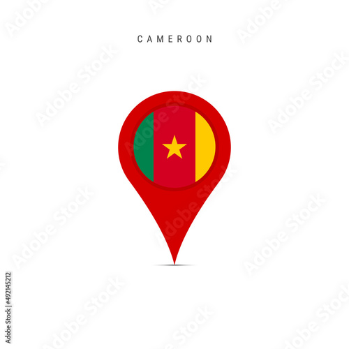 Free Download Teardrop map marker with flag of Cameroon. Cameroonian flag inserted in the location map pin. Flat vector illustration isolated on white background. - GFXLoad
