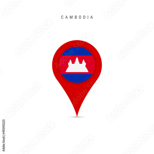 Free Download Teardrop map marker with flag of Cambodia. Cambodian flag inserted in the location map pin. Flat vector illustration isolated on white background. - GFXLoad