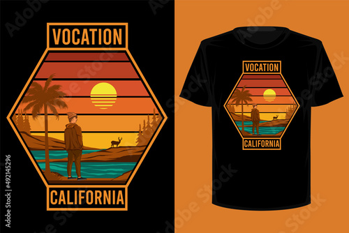 Vocation california retro vintage t shirt design