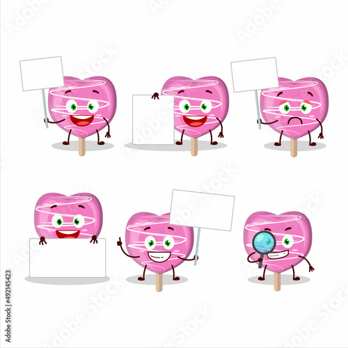 Pink lolipop love cartoon character bring information board