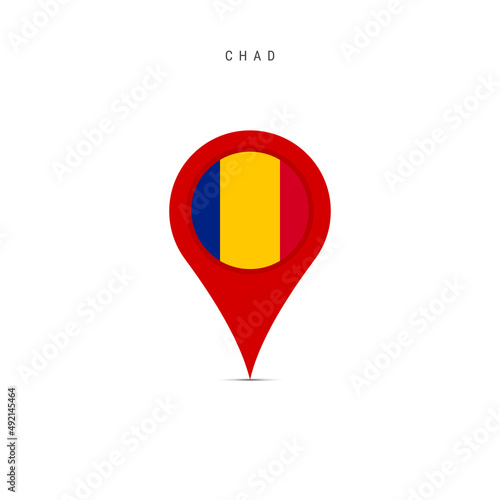 Free Download Teardrop map marker with flag of Chad. Chadian flag inserted in the location map pin. Flat vector illustration isolated on white background. - GFXLoad